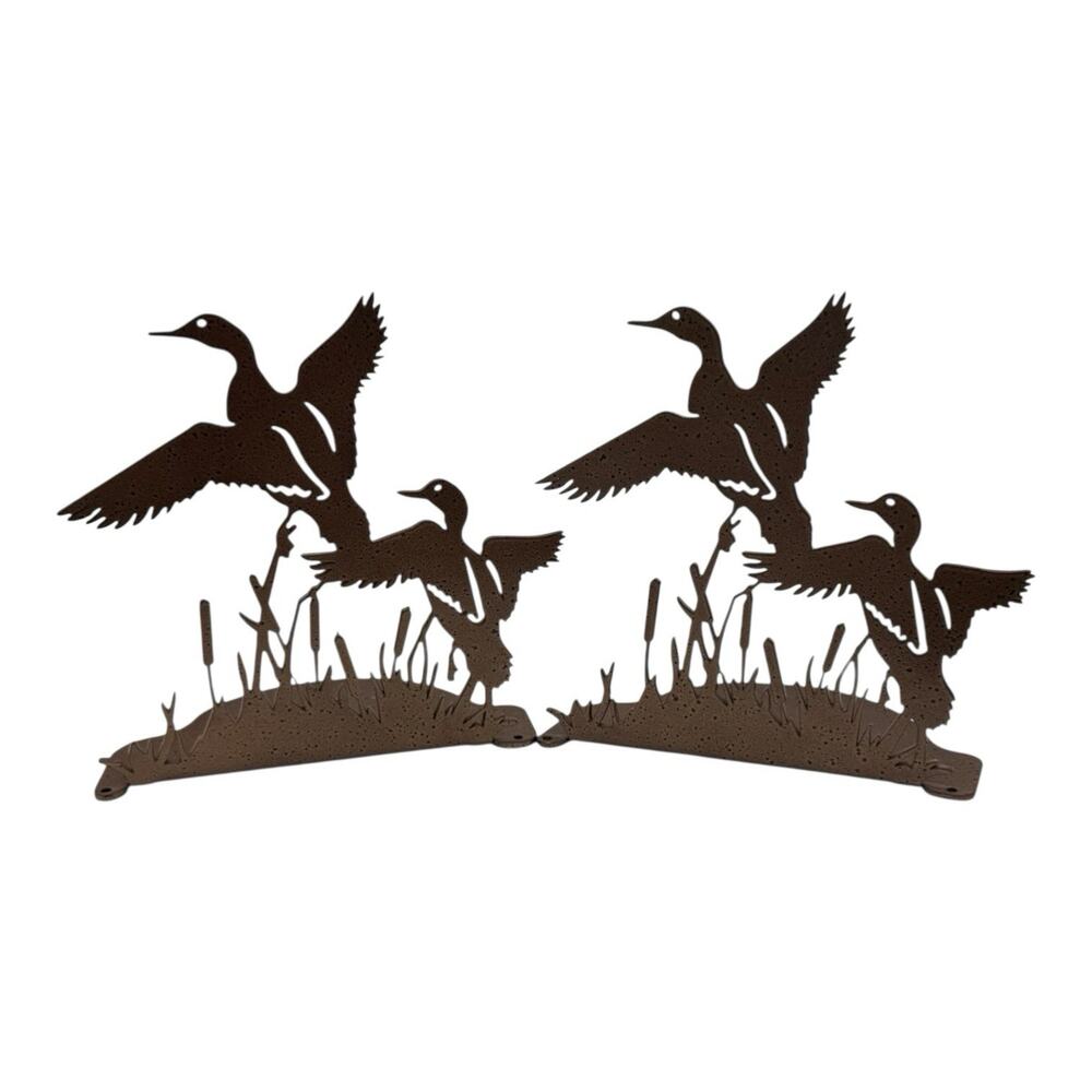 VTG Metal Bookends Hunting Ducks on Pond & in Flight Set of 2 Made USA EUC